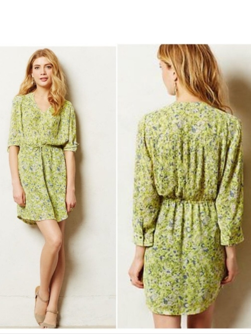 MAEVE x ANTHROPOLOGIE Floral Cinched Drawstring Waist Dress w/ Pockets LIKE NEW